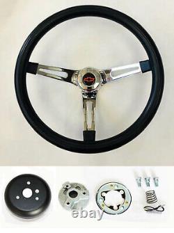 1967 1968 Chevelle El Camino Black on Chrome Steering Wheel 15 RB Bowtie