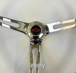 1967 1968 Chevelle El Camino Black on Chrome Steering Wheel 15 RB Bowtie