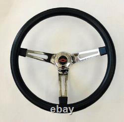 1967 1968 Chevelle El Camino Black on Chrome Steering Wheel 15 RB Bowtie