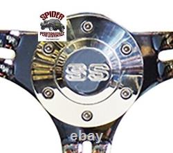 1967-1968 Chevrolet steering wheel SS 14 BLACK WOOD RIVET