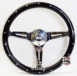 1967-1968 Chevrolet steering wheel SS 14 BLACK WOOD RIVET