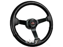 1967-68 Pontiac Firebird 6-Bolt Black Solid Leather Steering Wheel Kit, Classic