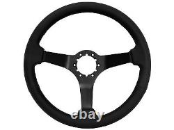 1967-68 Pontiac Firebird 6-Bolt Black Solid Leather Steering Wheel Kit, Classic