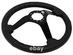 1967-68 Pontiac Firebird 6-Bolt Black Solid Leather Steering Wheel Kit, Classic