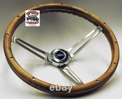 1967 Ford pickup steering wheel BLUE OVAL 15 MUSCLE CAR WALNUT