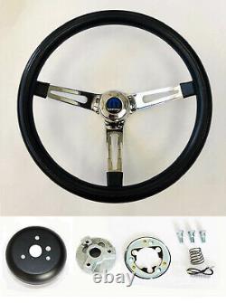 1968 1969 Charger Dart Coronet Black and Chrome Steering Wheel 15 with Horn Kit