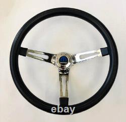 1968 1969 Charger Dart Coronet Black and Chrome Steering Wheel 15 with Horn Kit