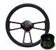 1968 1969 Dodge Plymouth Black Billet Steering Wheel, Full Install Kit, Horn