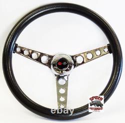 1968-1979 Corvette steering wheel CROSSED FLAGS 14 1/2 CLASSIC CHROME