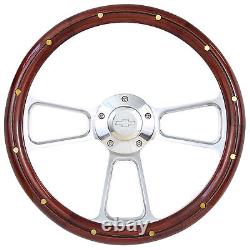 1968 -1982 Corvette 14 Steering Wheel Kit, Real Wood & Billet with Chevy Horn