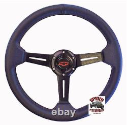 1969-1989 Chevrolet steering wheel BOWTIE 13 3/4 LEATHER BRUSHED