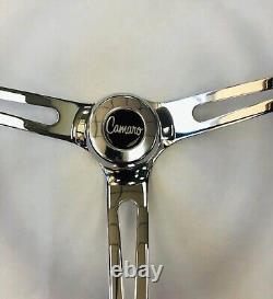 1969-1994 Camaro Grant Black Grip Chrome Spokes Steering Wheel 13 1/2 Camaro Cap