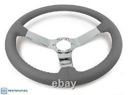 1969-89 Buick Gray Steering Wheel Kit, Chrome Center