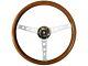 1969-89 Cadillac 6 Bolt Deluxe Wood Gold Chrome 15 Steering Wheel Kit, Tele