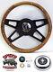 1970-1978 Mustang Mustang 2 steering wheel PONY 13 1/2 WALNUT FOUR SPOKE black