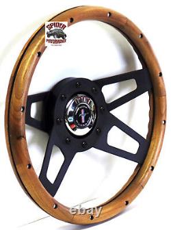 1970-1978 Mustang Mustang 2 steering wheel PONY 13 1/2 WALNUT FOUR SPOKE black