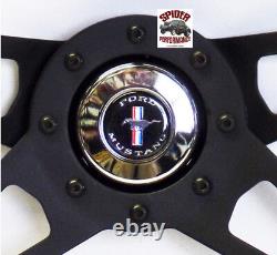 1970-1978 Mustang Mustang 2 steering wheel PONY 13 1/2 WALNUT FOUR SPOKE black