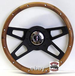 1970-1978 Mustang Mustang 2 steering wheel PONY 13 1/2 WALNUT FOUR SPOKE black