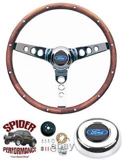 1970-1979 Ford steering wheel BLUE OVAL 13 1/2 CLASSIC WALNUT