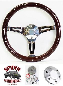 1970-1987 Dodge 2wd pickup steering wheel 15 DARK MAHOGANY WOOD rim