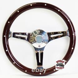 1970-1987 Dodge 2wd pickup steering wheel 15 DARK MAHOGANY WOOD rim