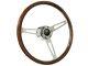 1978-91 Ford Bronco 6-Bolt Walnut Wood Slotted Steering Wheel Kit, No Rivets