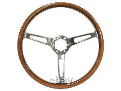 1978-91 Ford Bronco 6-Bolt Walnut Wood Slotted Steering Wheel Kit, No Rivets