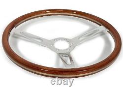 1978-91 Ford Bronco 6-Bolt Walnut Wood Slotted Steering Wheel Kit, No Rivets