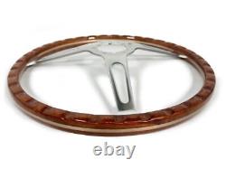 1978-91 Ford Bronco 6-Bolt Walnut Wood Slotted Steering Wheel Kit, No Rivets