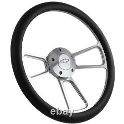 1995-2002 Chevy Full Size Truck Steering Wheel Kit Black Vinyl & Polished Billet