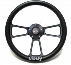 1995-2002 Chevy Full Size Trucks Steering Wheel Kit Black Vinyl & Black Billet