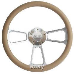 1995-2002 Chevy Pick Up Truck 14 Polished & Tan Vinyl Steering Wheel Kit