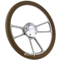 1995-2002 GMC Full Size Truck Steering Wheel Kit Tan Vinyl & Polished Billet