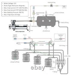 200PSI Air Compressor 3/8NPT Hose Kit For Suspension/Train Horn 12V 480C