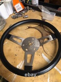 3-Spoke Classic Nostalgia Mopar Tuff Style Black Cushioned Foam Steering Wheel