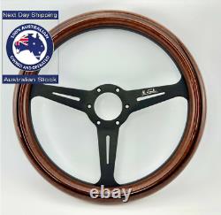 350mm Wood Steering Wheel Black Spoke Fit Nardi Wood Grain