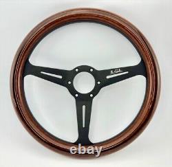 350mm Wood Steering Wheel Black Spoke Fit Nardi Wood Grain