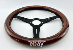 350mm Wood Steering Wheel Black Spoke Fit Nardi Wood Grain