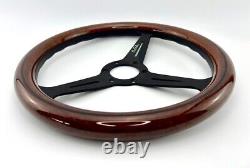 350mm Wood Steering Wheel Black Spoke Fit Nardi Wood Grain