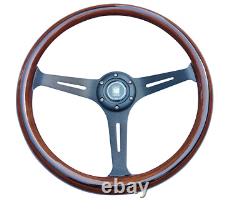 380MM Classic real Wood, Nardi STYLE Steering Wheel 15Inch Racing Mahogany wheel