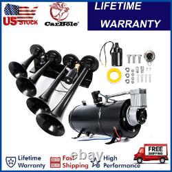 4 Trumpets Train Horn with 1G Air Tank Kit For Truck Car Pickup Loud System 150psi