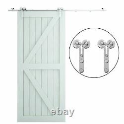 5-10FT Heavy Duty Sliding Barn Single Wood Door Hang Style Track Hardware Kit