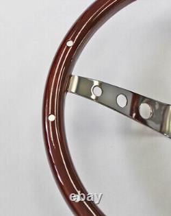 65-69 Mustang Wood Steering Wheel Mustang Cap 15 High Gloss Finish with Rivets