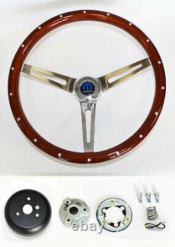 68 69 Charger Dart Coronet High Gloss Finish Wood Steering Wheel 15 with rivets