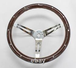 68 69 Charger Dart Coronet High Gloss Finish Wood Steering Wheel 15 with rivets