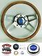 74-91 Blazer 82-94 Chevy Van steering wheel BLUE BOWTIE 13 1/2 WALNUT 4 SPOKE