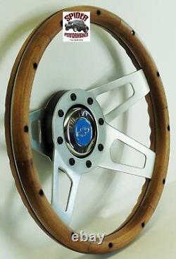 74-91 Blazer 82-94 Chevy Van steering wheel BLUE BOWTIE 13 1/2 WALNUT 4 SPOKE