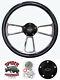 80-87 Suburban Blazer Chevy pickup steering wheel BOWTIE 14 CARBON black button