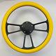 BLACK 14 BILLET Steering wheel with YELLOW Half Wrap + adaptor + Horn Button