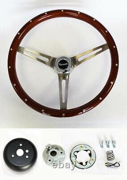 Barracuda Cuda Fury Belvedere Wood Steering Wheel 15 High Gloss Grip with Rivets